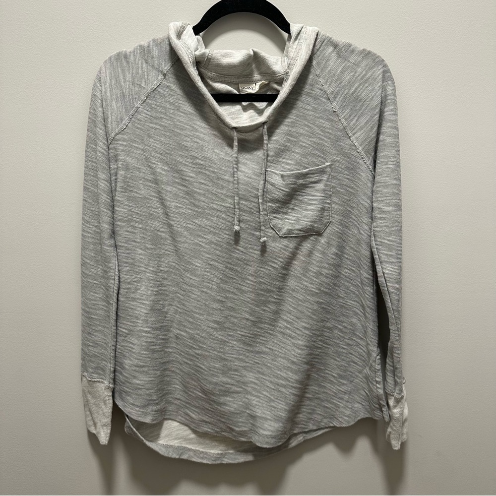 Women’s Roxy Gray Drawstring Hoodie Gray Sweater Sweatshirt Size Small S